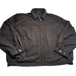 London Fog Full Zip Jacket Men's L Pockets Black Polyester Nylon Blend Preppy